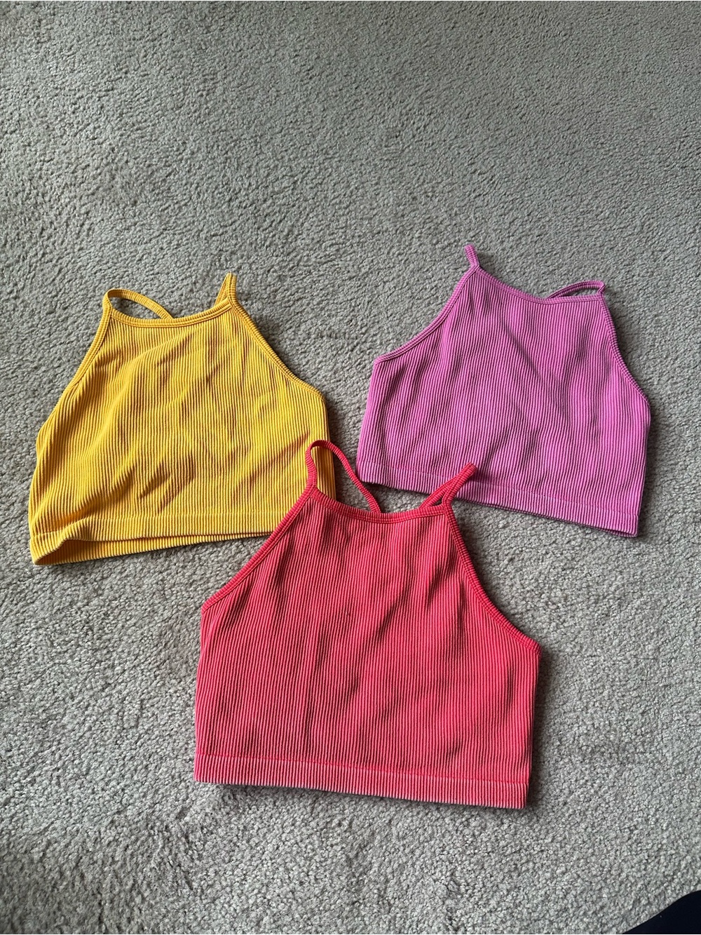 Joy Lab Ribbed Crop/Bra Tops - Yellow, Pink, Red